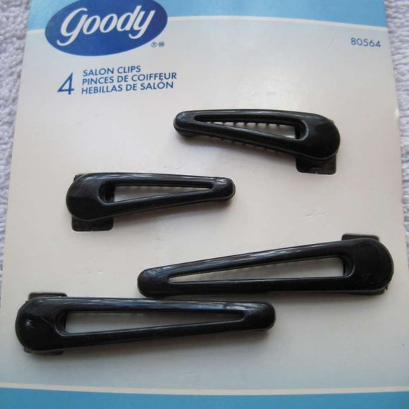 4 Goody Plastic Salon Clips Spring Backs Secure Hair Section Dark Black Red 2002 - Picture 5 of 15